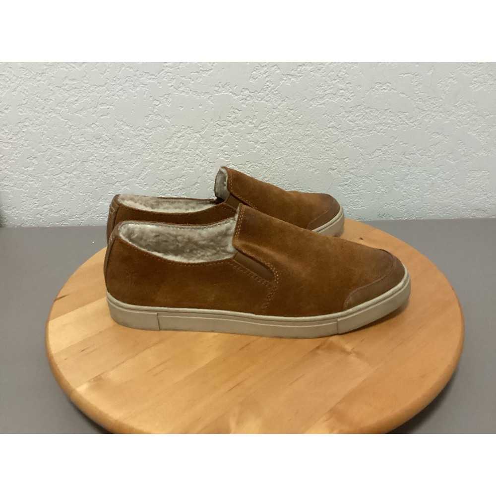 Frye Gates Shearling Slip On Sneakers Womens 8M Camel Suede Leather 3471082-CAM